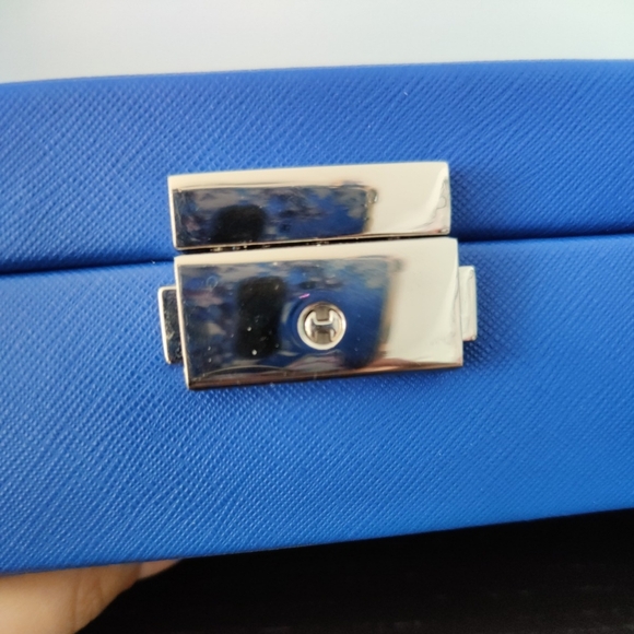 WOLF heritage Safe Deposit Jewelry Organizer Box With Compartment and Lock Blue - Picture 12 of 16